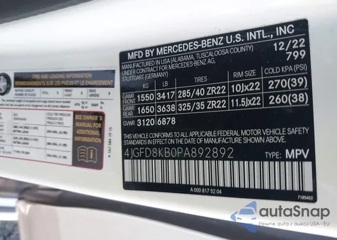 2023 Mercedes-Benz Amg Gle 63 Coupe S 4Matic z USA, uszkodzony, nr VIN 4JGFD8KB0PA892892